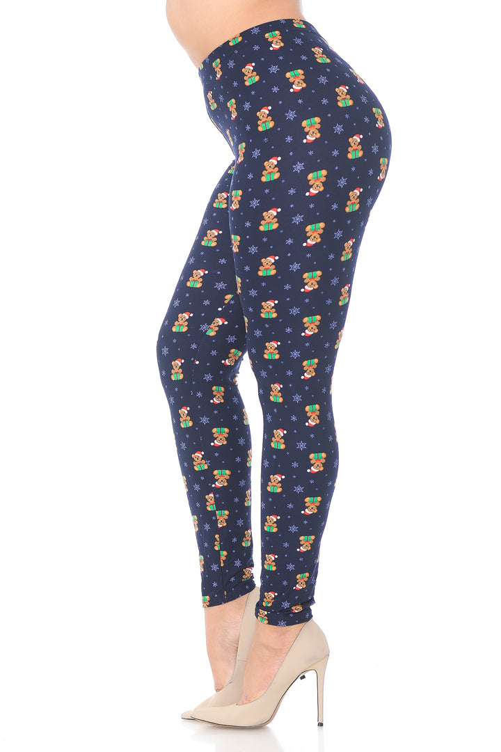 Wholesale Buttery Smooth Christmas Teddy Bears Plus size Leggings