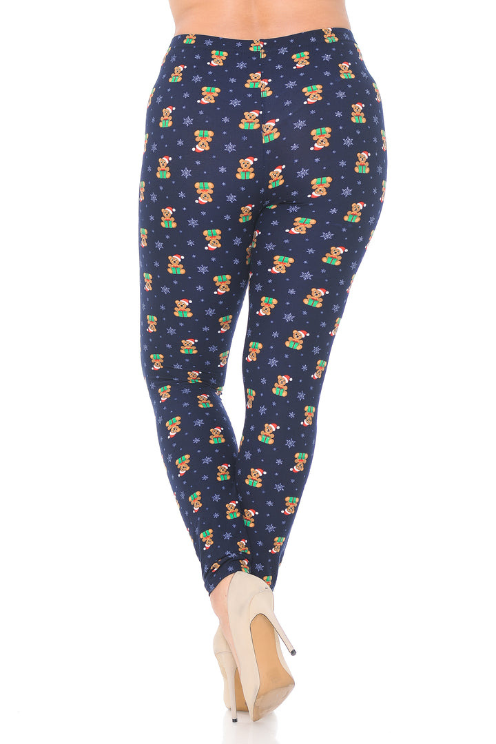 Wholesale Buttery Smooth Christmas Teddy Bears Plus size Leggings