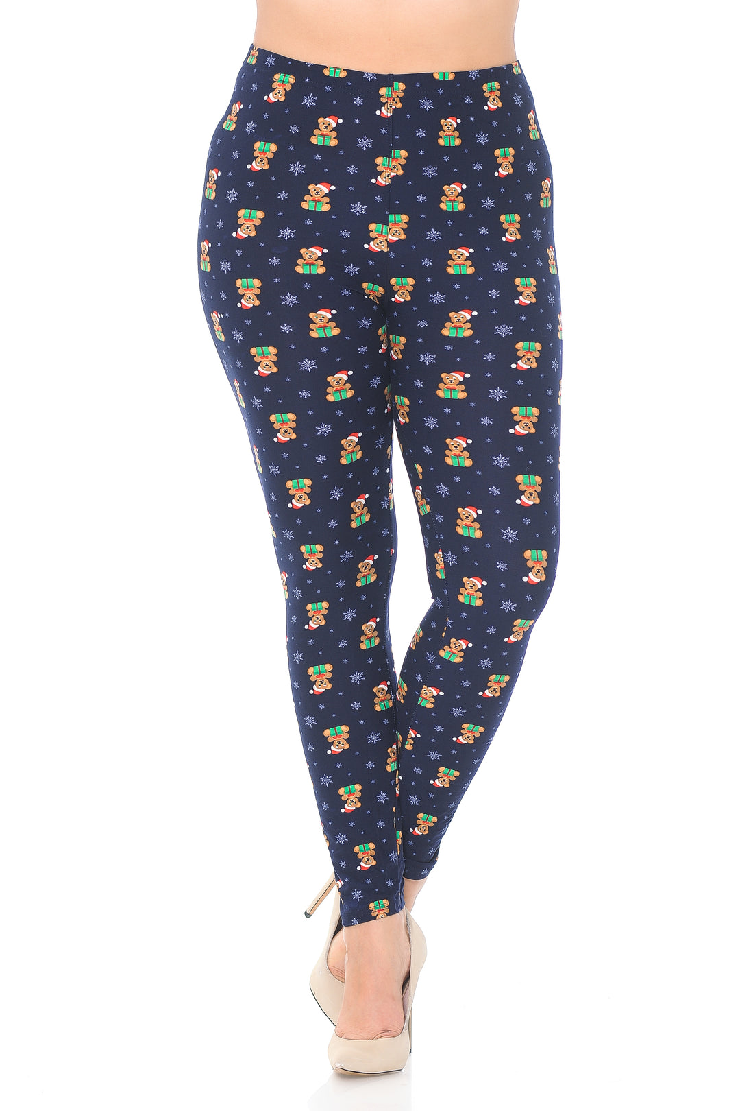 Wholesale Buttery Smooth Christmas Teddy Bears Plus size Leggings