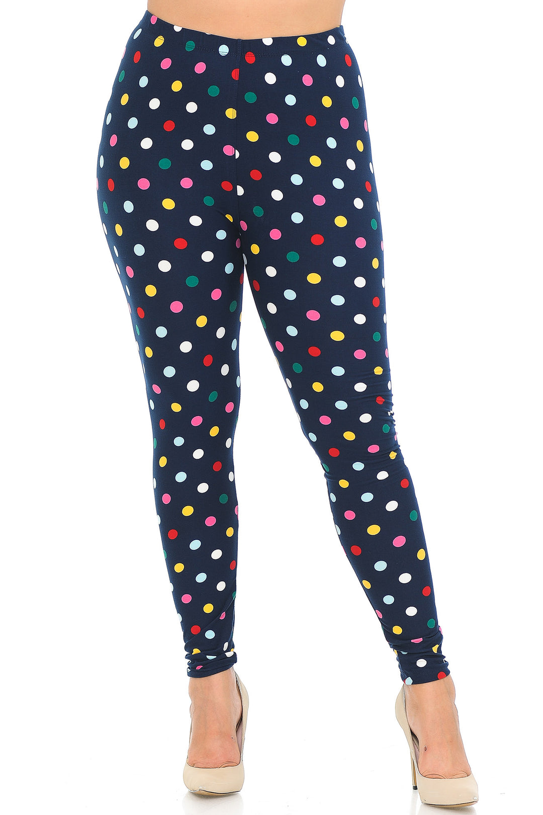 Wholesale Buttery Soft Colorful Polka Dot Plus Size Leggings
