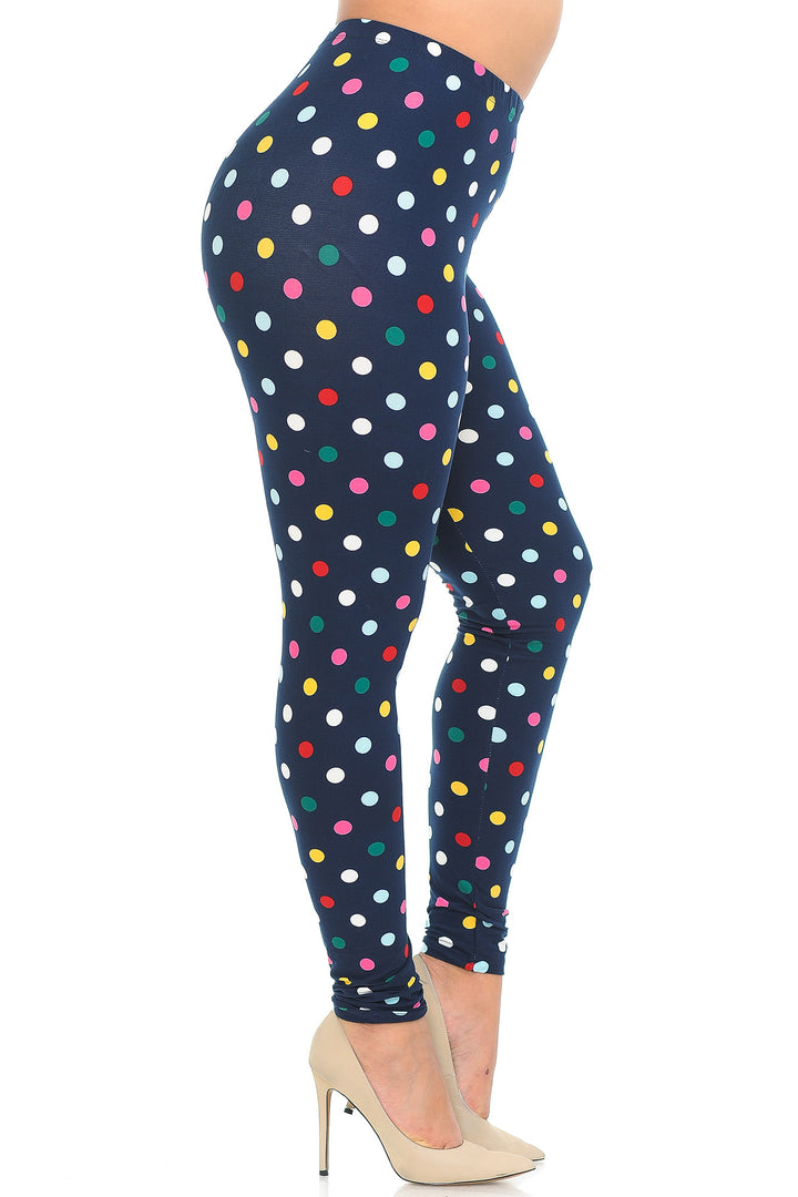 Wholesale Buttery Soft Colorful Polka Dot Plus Size Leggings