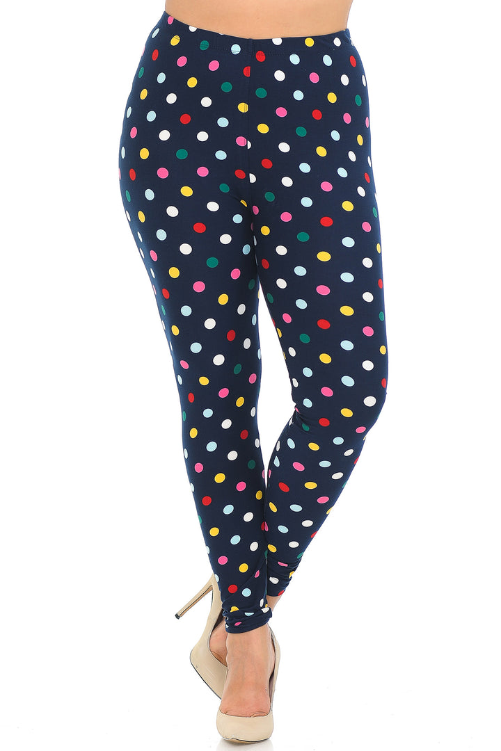 Wholesale Buttery Soft Colorful Polka Dot Plus Size Leggings