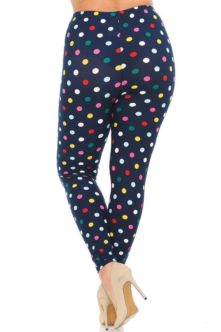 Wholesale Buttery Soft Colorful Polka Dot Plus Size Leggings