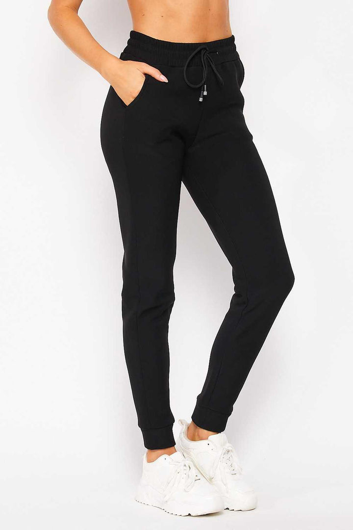 Wholesale Scuba Solid Thick Fleece Lined Jogger with Drawstring - Plus Size