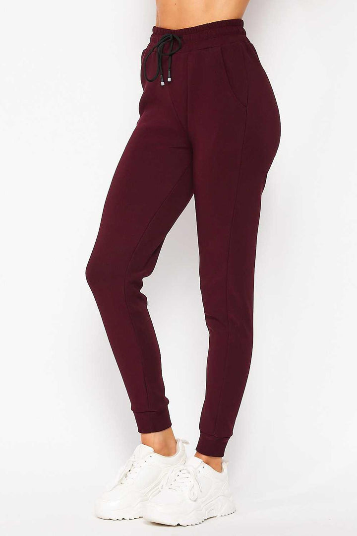 Wholesale Scuba Solid Thick Fleece Lined Jogger with Drawstring - Plus Size