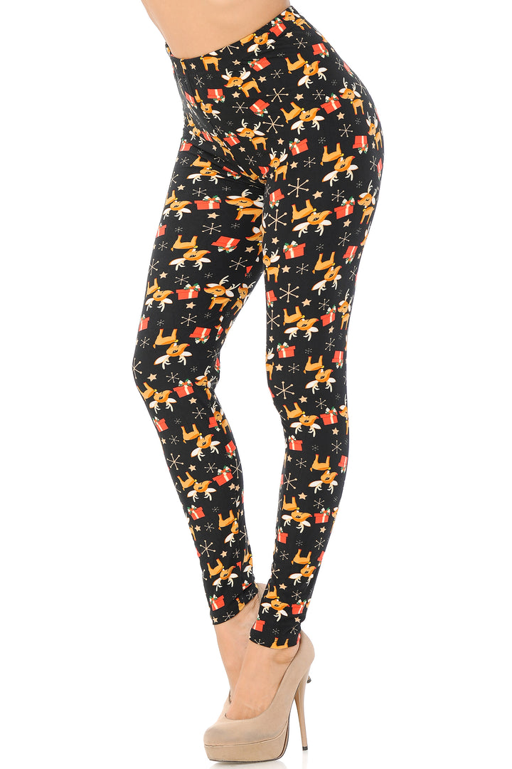 Wholesale Buttery Soft Presents and Baby Reindeer Christmas Plus Size Leggings
