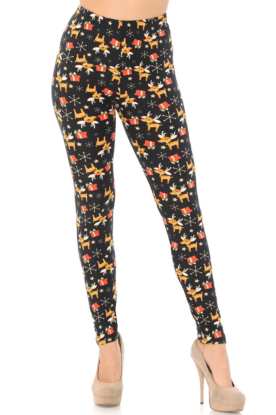 Wholesale Buttery Soft Presents and Baby Reindeer Christmas Plus Size Leggings