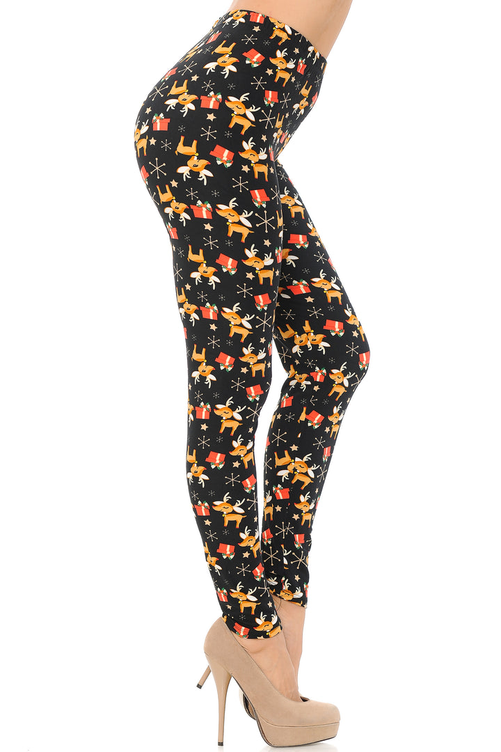 Wholesale Buttery Soft Presents and Baby Reindeer Christmas Plus Size Leggings