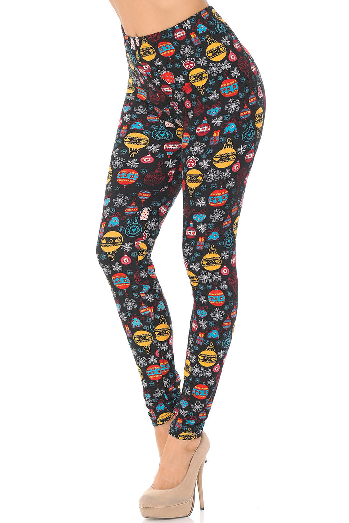 Wholesale Buttery Smooth Colorful Hanging Christmas Ornaments Plus Size Leggings