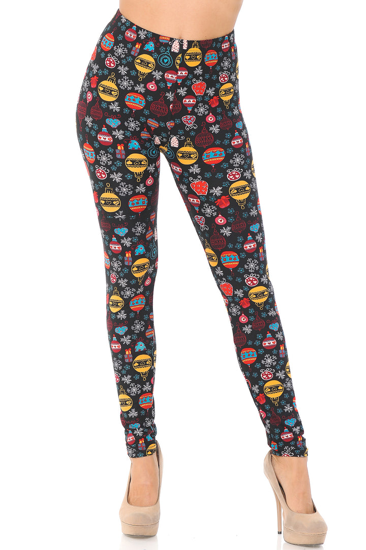 Wholesale Buttery Smooth Colorful Hanging Christmas Ornaments Plus Size Leggings