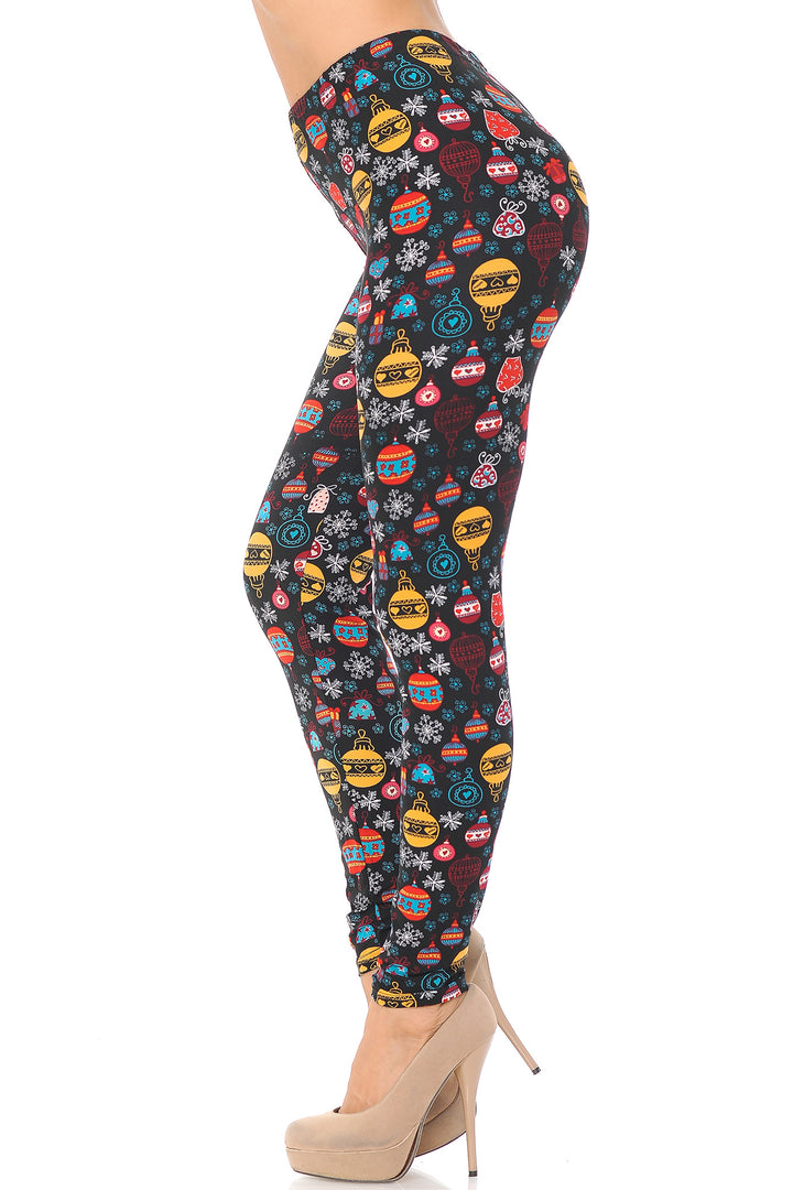 Wholesale Buttery Smooth Colorful Hanging Christmas Ornaments Plus Size Leggings