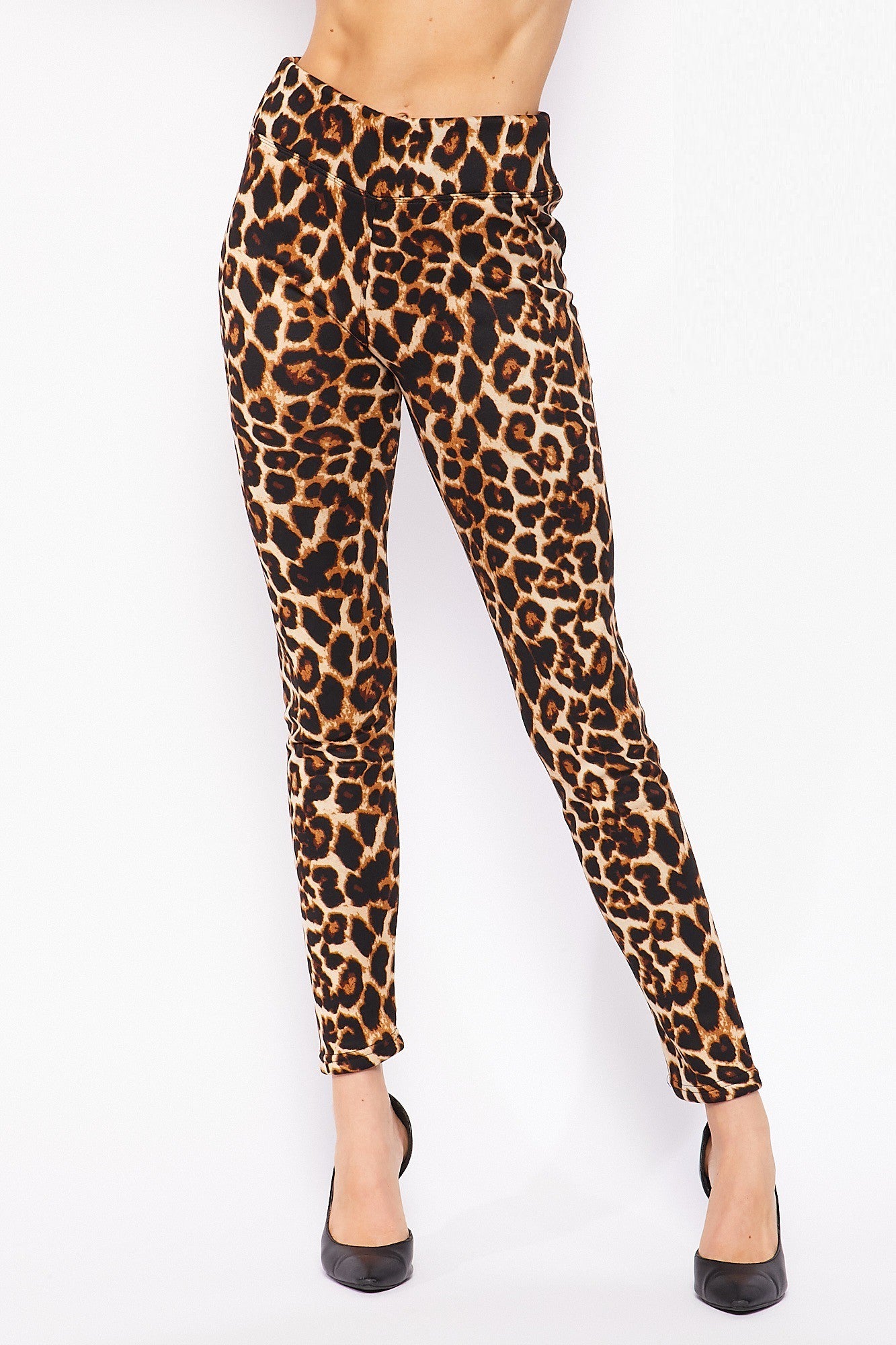 Wholesale Buttery Smooth Bold and Beautiful High Waist Leopard Plus Size Leggings - 3 Inch Waist