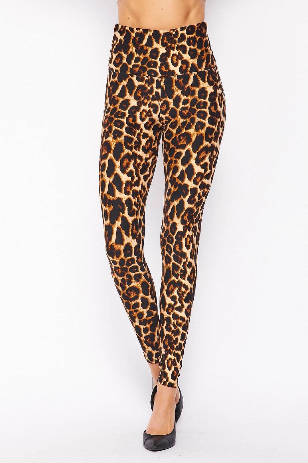Wholesale Buttery Smooth Bold and Beautiful High Waist Leopard Plus Size Leggings - 5 Inch Waist