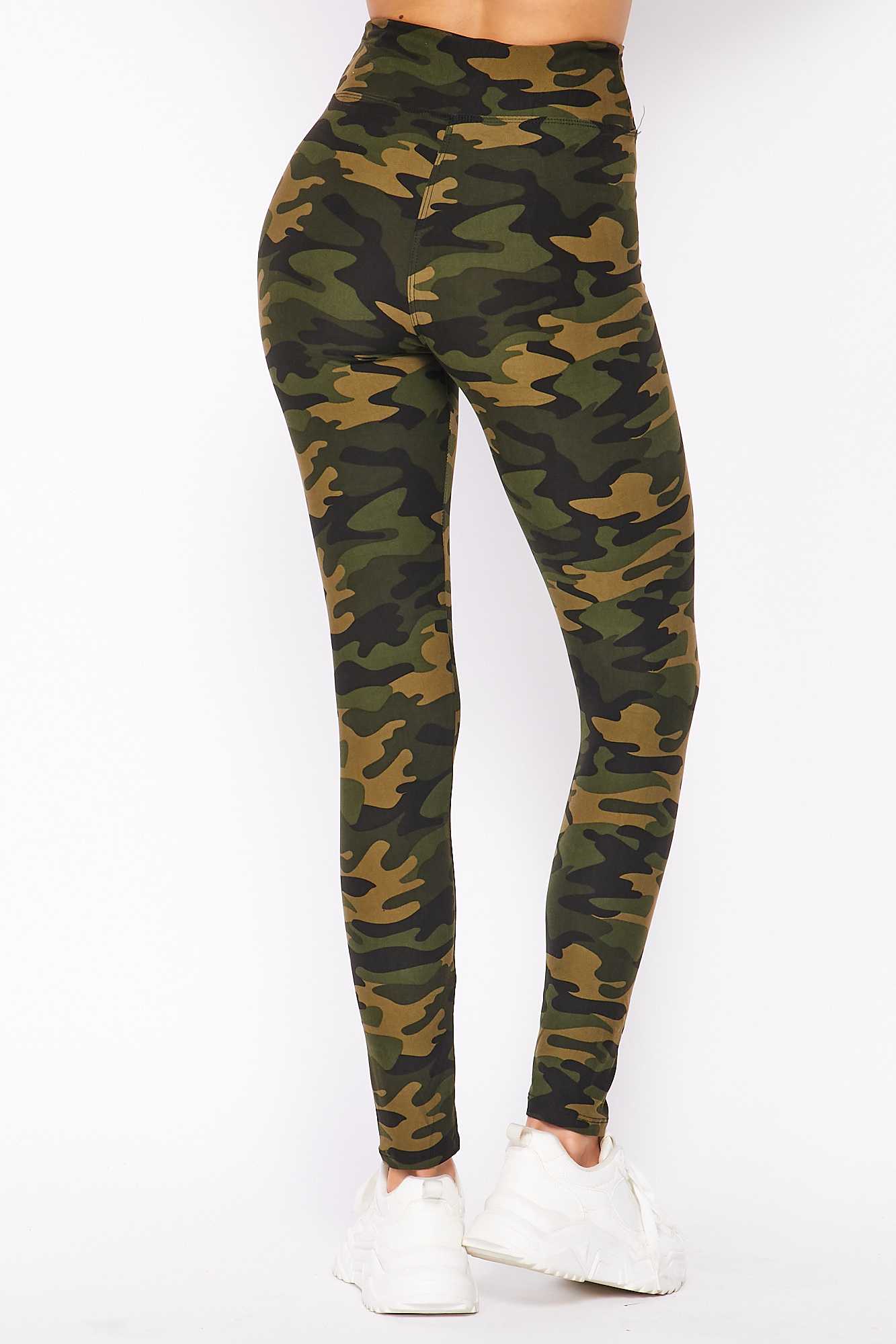 Wholesale Buttery Smooth Olive Green Camouflage High Waist Leggings