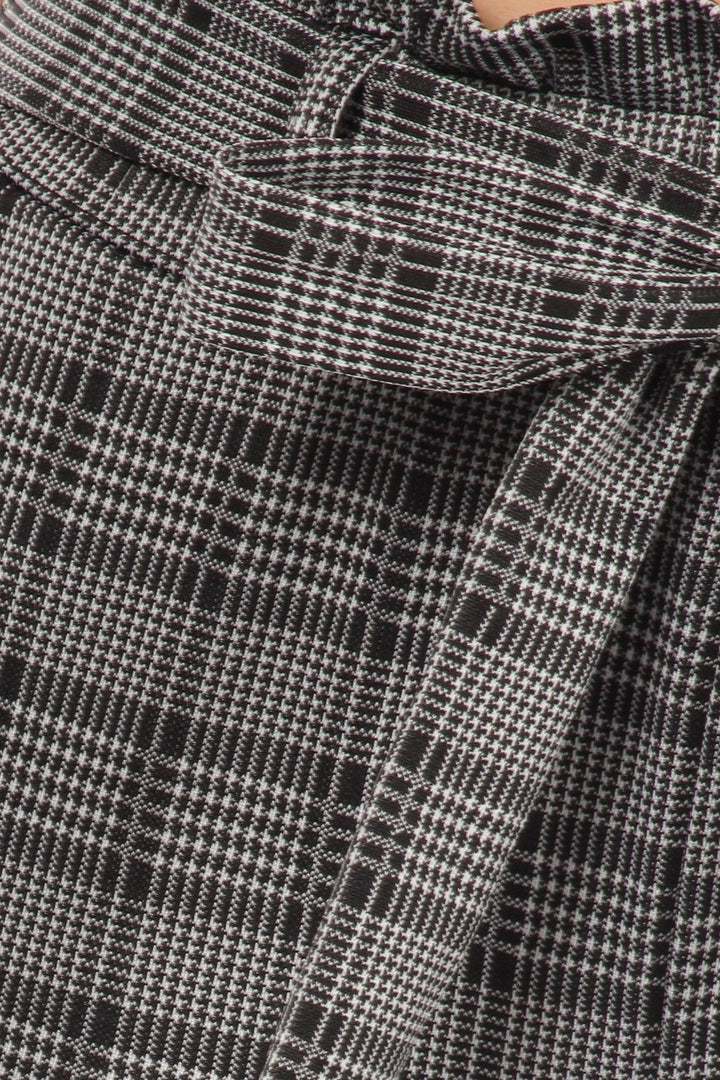 Wholesale Glen Plaid High Waisted Paper Bag Tie Front Pants