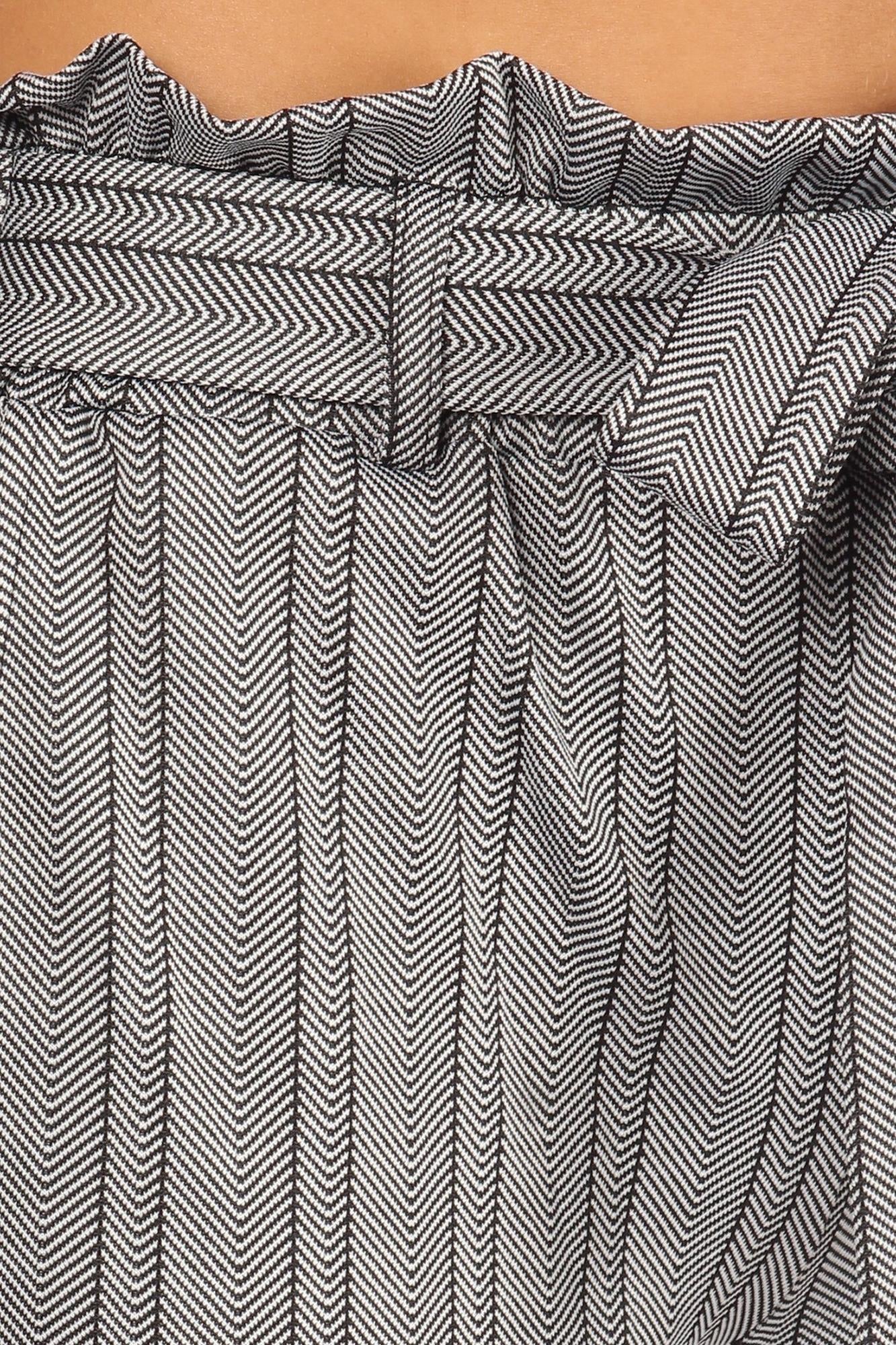 Wholesale Striped Chevron High Waisted Paper Bag Tie Front Pants