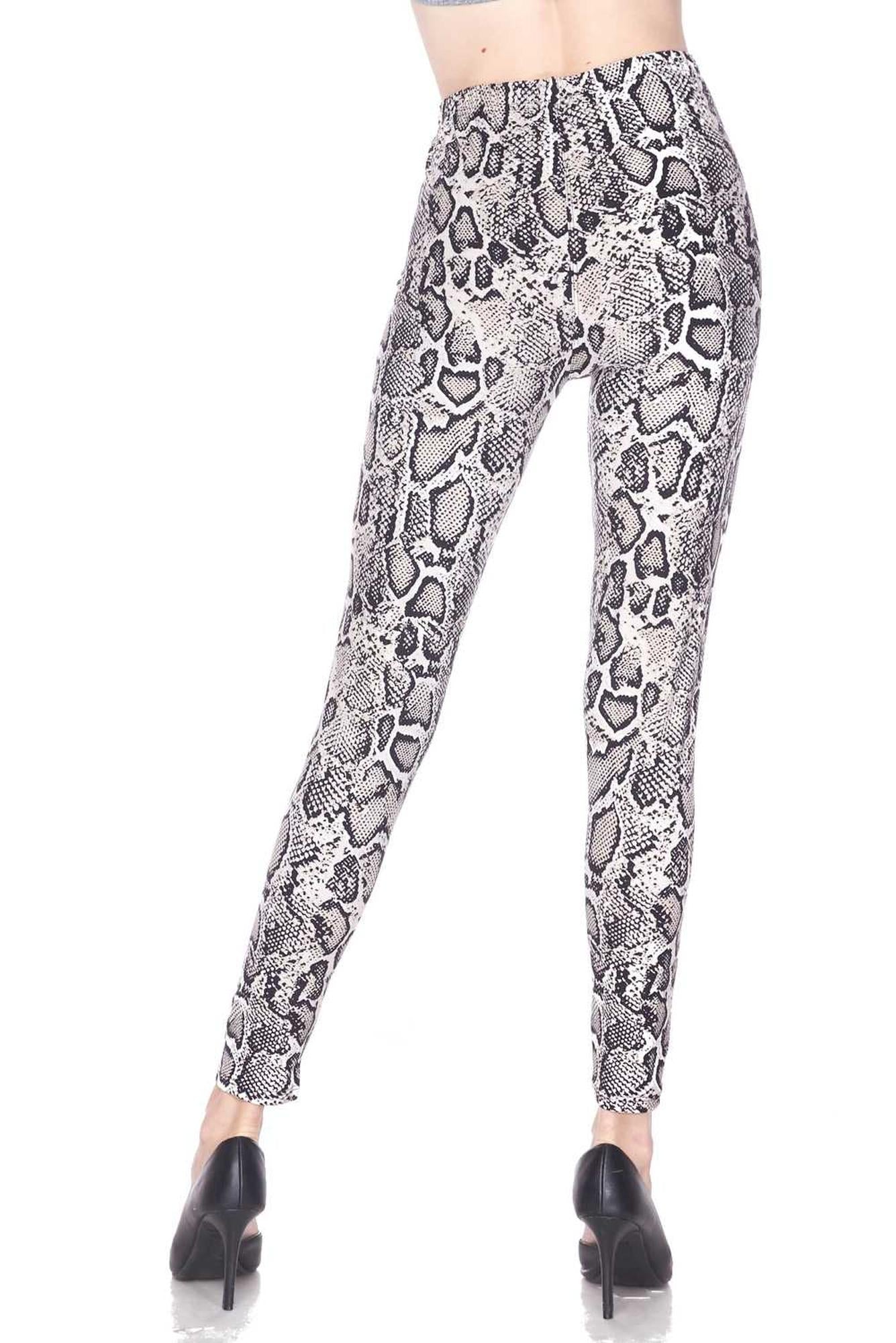 Wholesale Buttery Smooth Beige Boa Snakeskin Plus Size Leggings