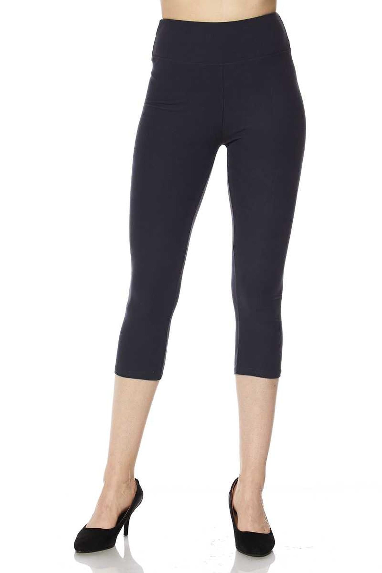 Wholesale Buttery Smooth Basic Solid High Waisted Plus Size Capris - 3 Inch - New Mix