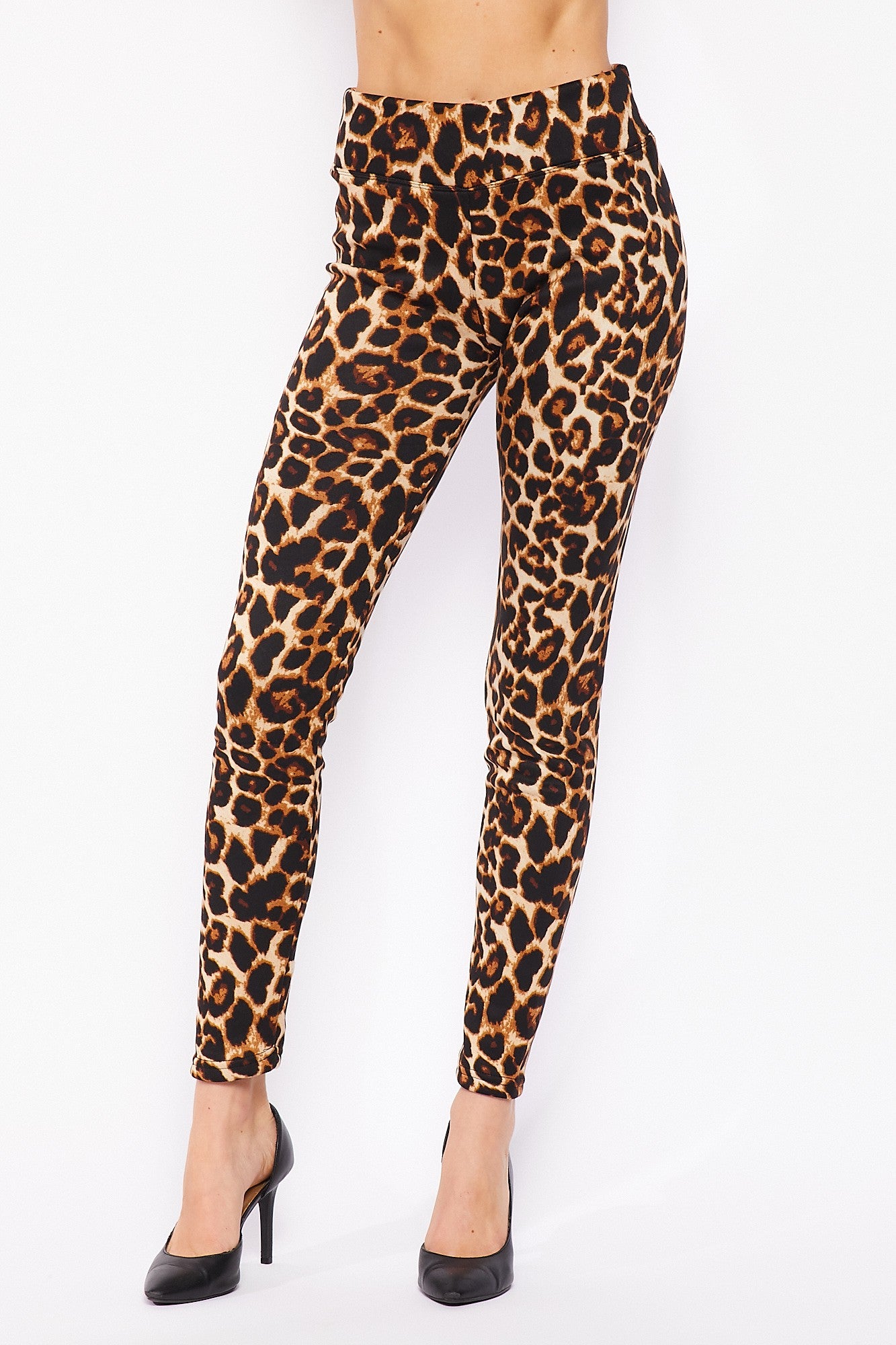Wholesale Buttery Smooth Bold and Beautiful High Waist Leopard Plus Size Leggings - 3 Inch Waist