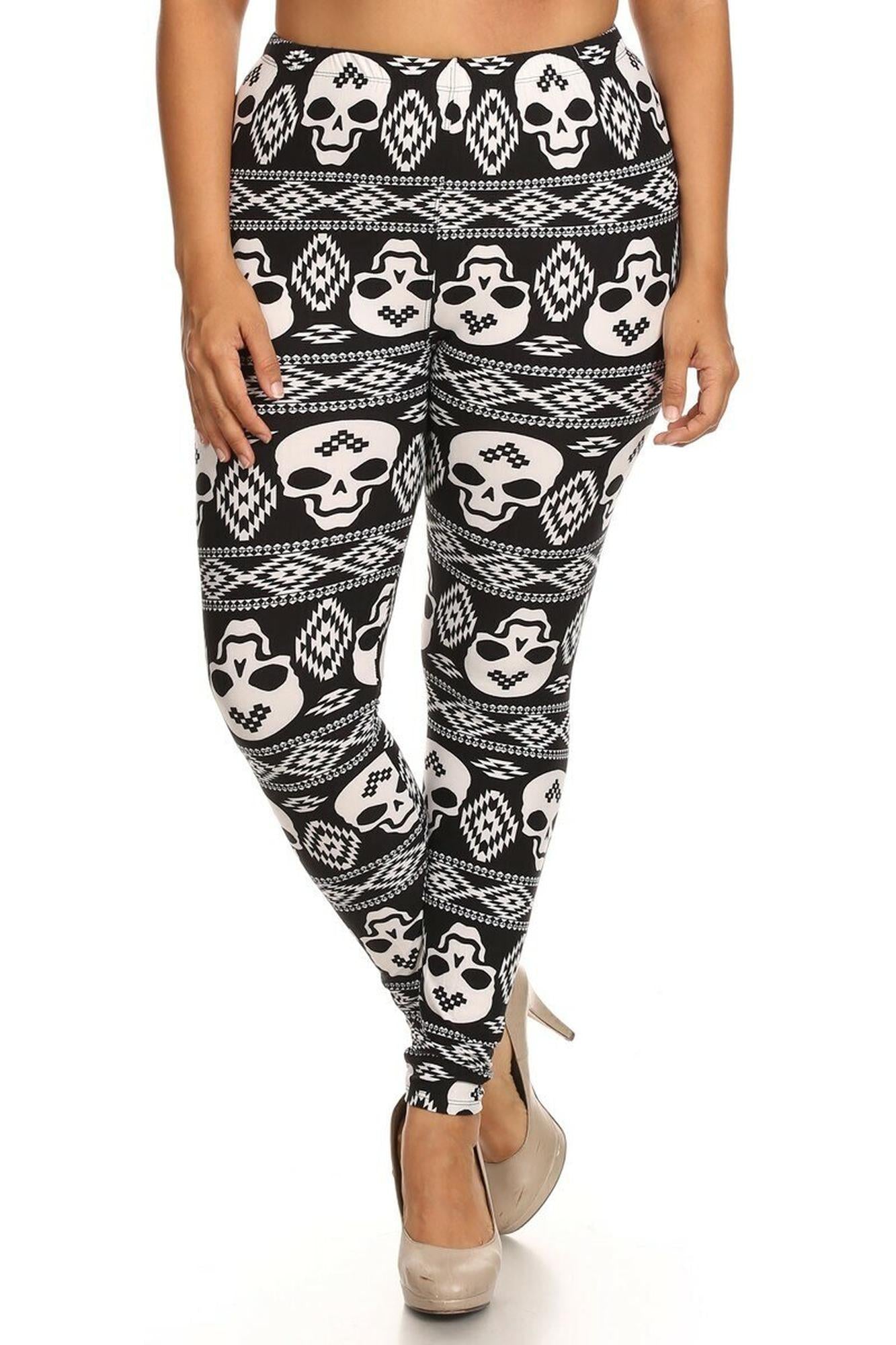 Wholesale Buttery Smooth Skull Tribe Plus Size Leggings