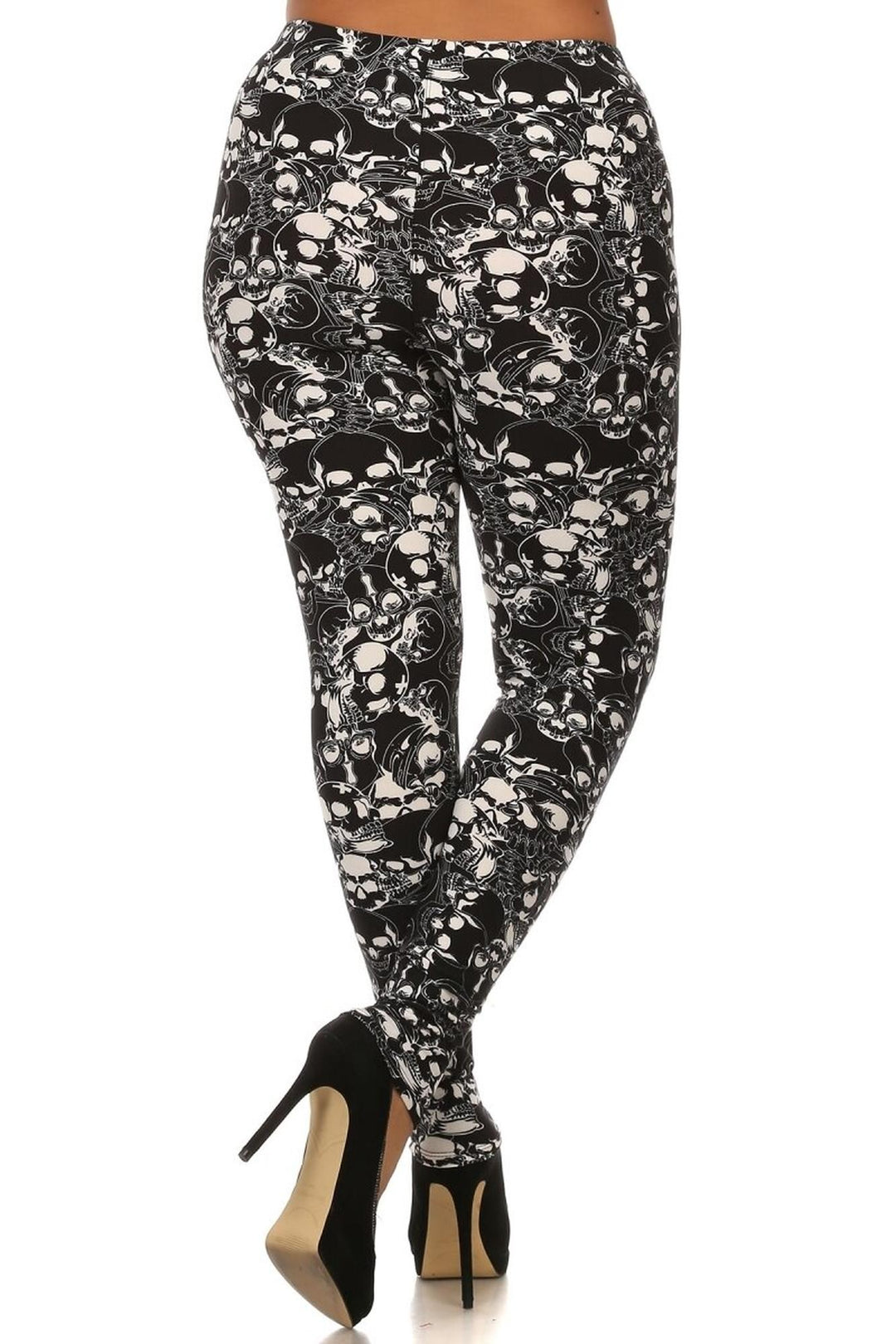 Wholesale Buttery Smooth Black Layers of Skulls Plus Size Leggings
