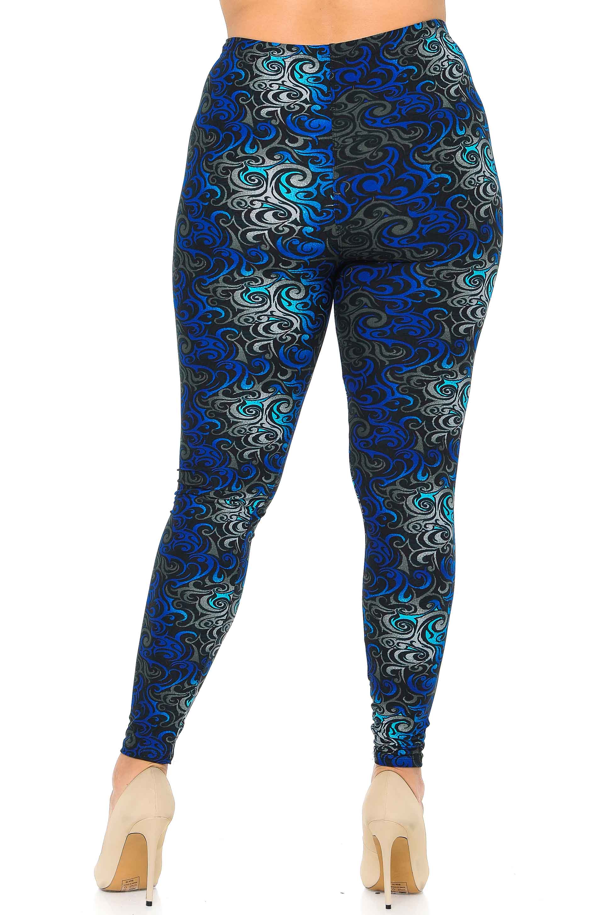 Wholesale Buttery Smooth Blue Tangled Swirl Plus Size Leggings