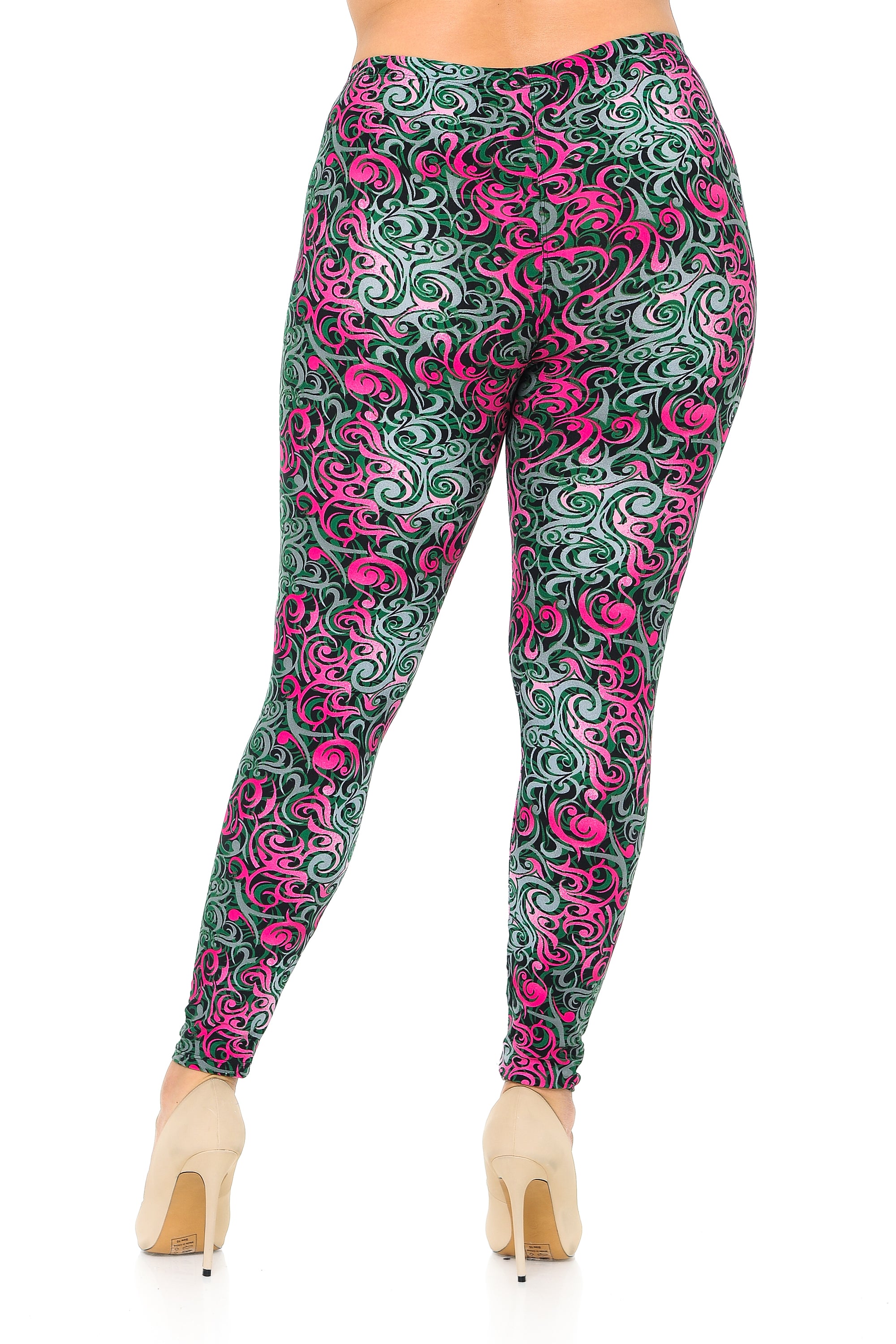 Wholesale Buttery Smooth Fuchsia Tangled Swirl Plus Size Leggings