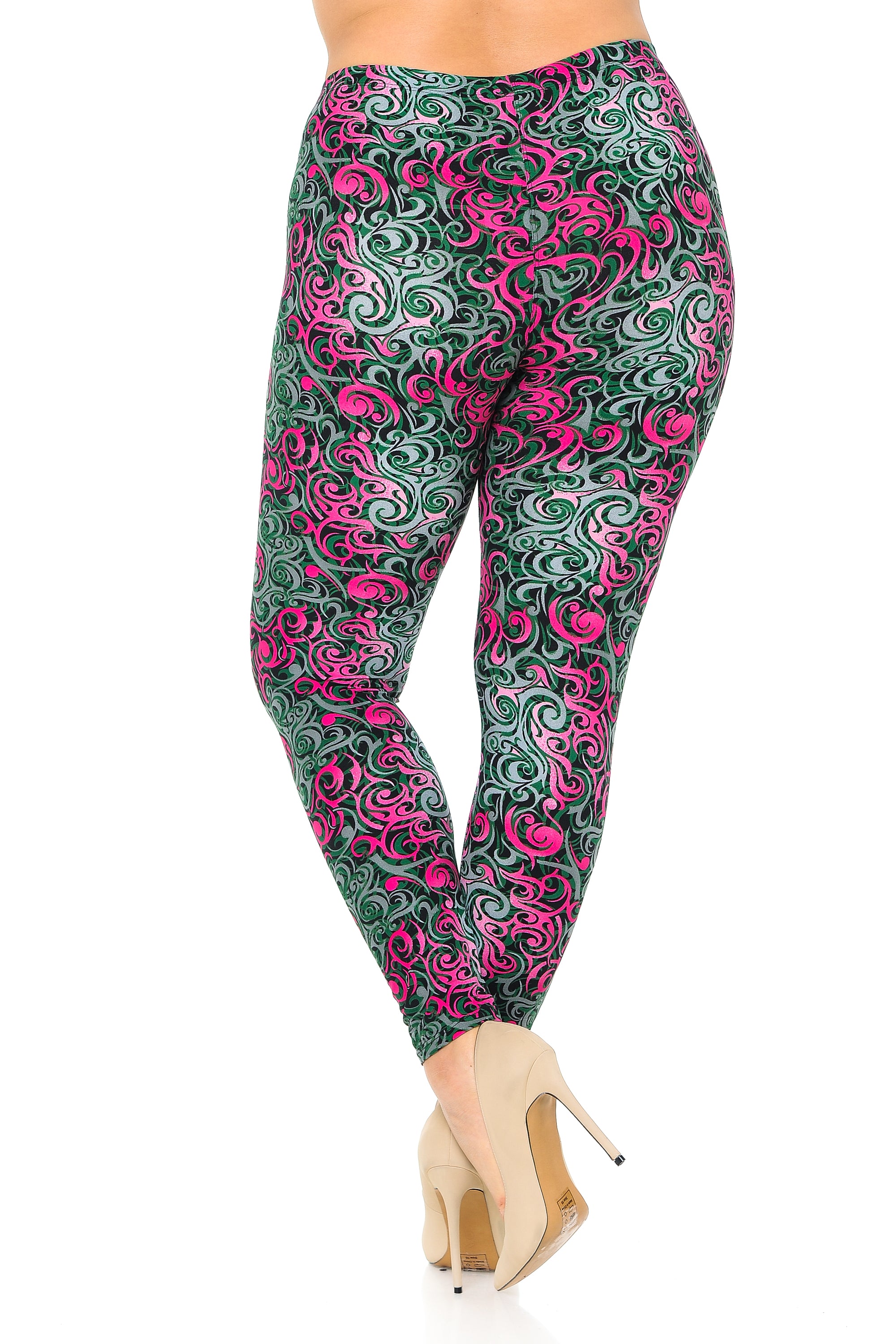 Wholesale Buttery Smooth Fuchsia Tangled Swirl Plus Size Leggings