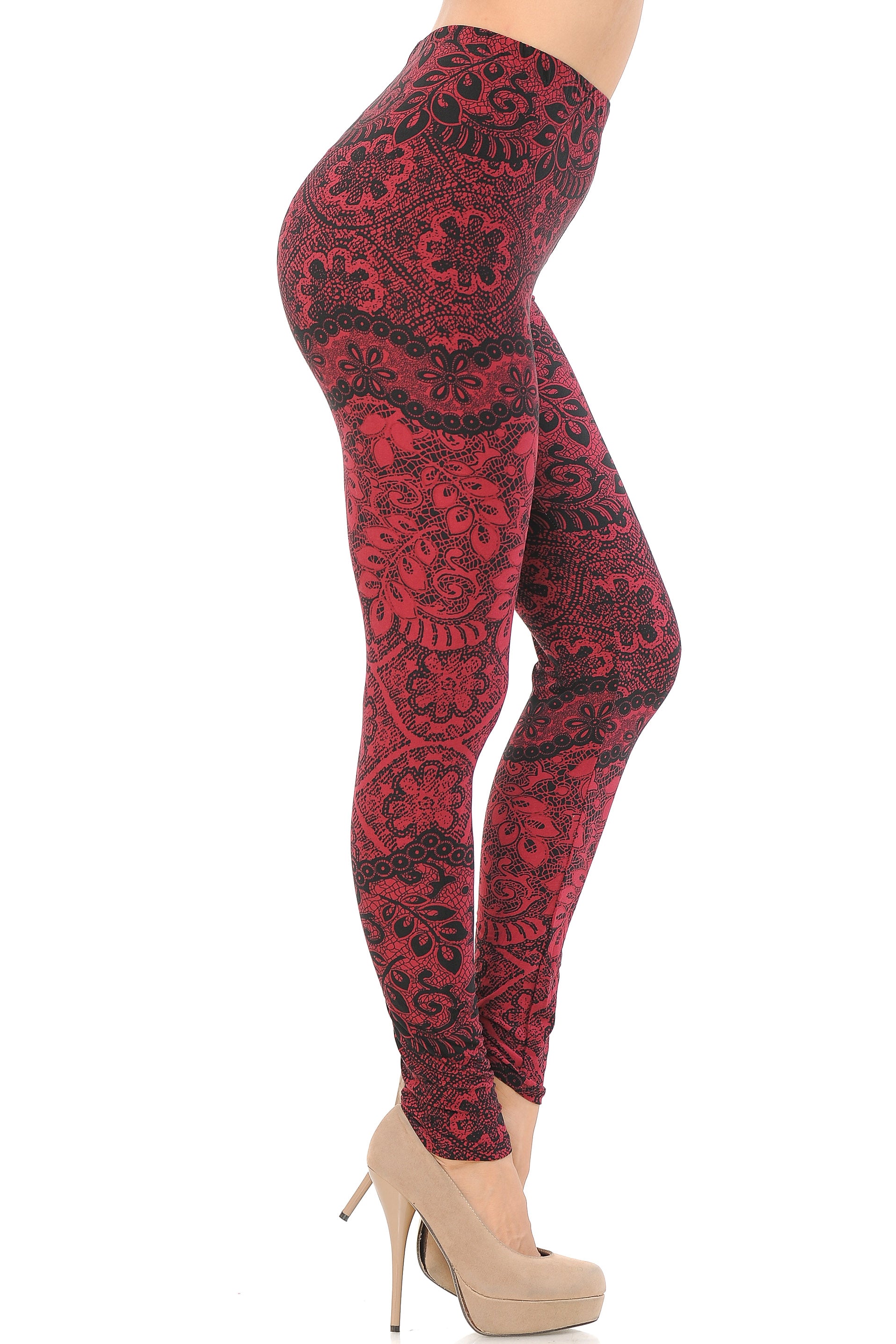 Wholesale Buttery Soft Rouge Leaf Plus Size Leggings