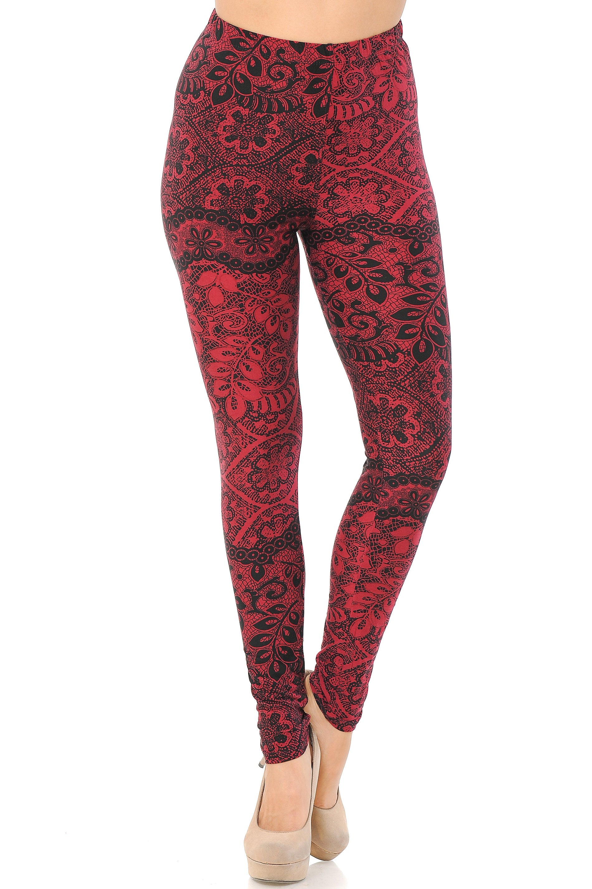 Wholesale Buttery Soft Rouge Leaf Plus Size Leggings