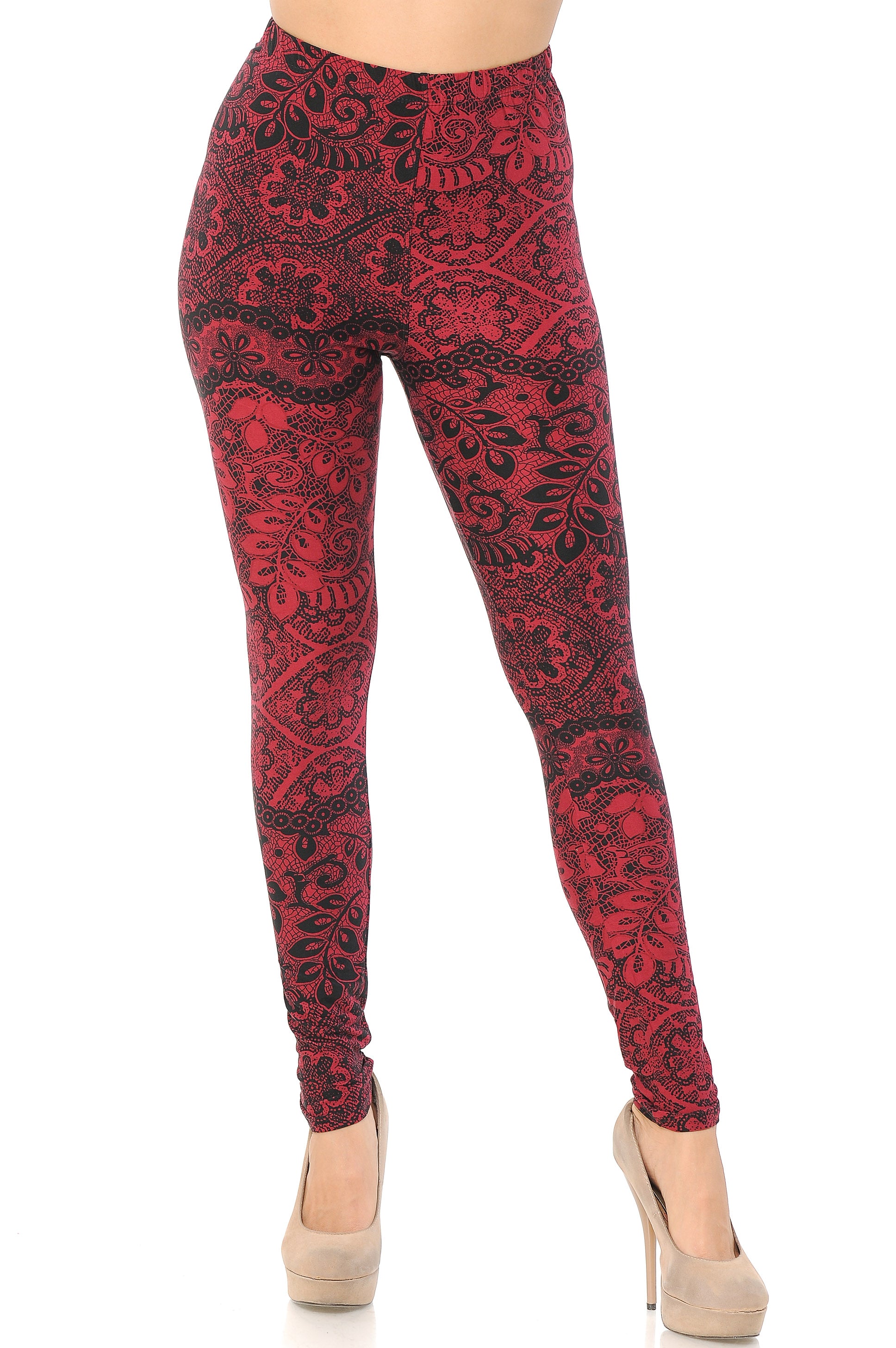 Wholesale Buttery Soft Rouge Leaf Plus Size Leggings