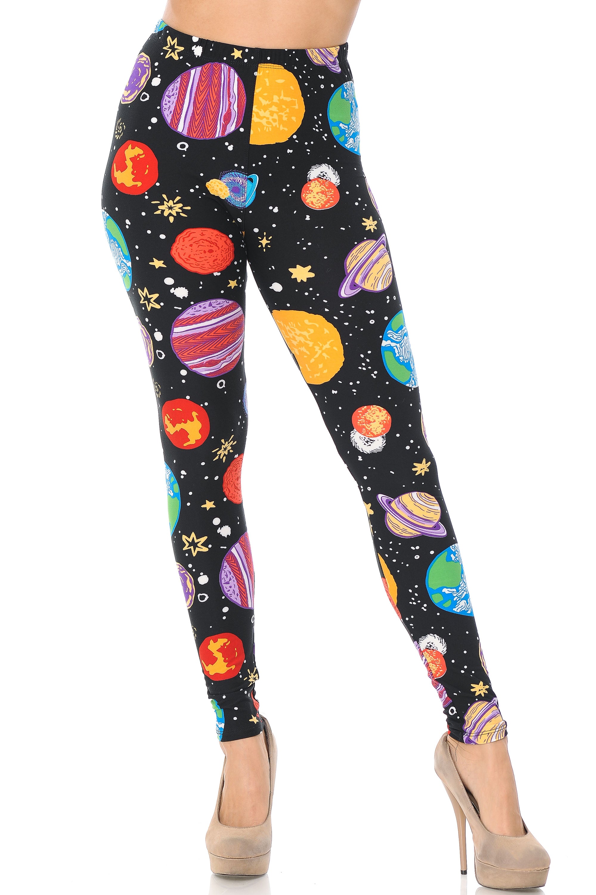 Wholesale Buttery Smooth Planets in Space Plus Size Leggings
