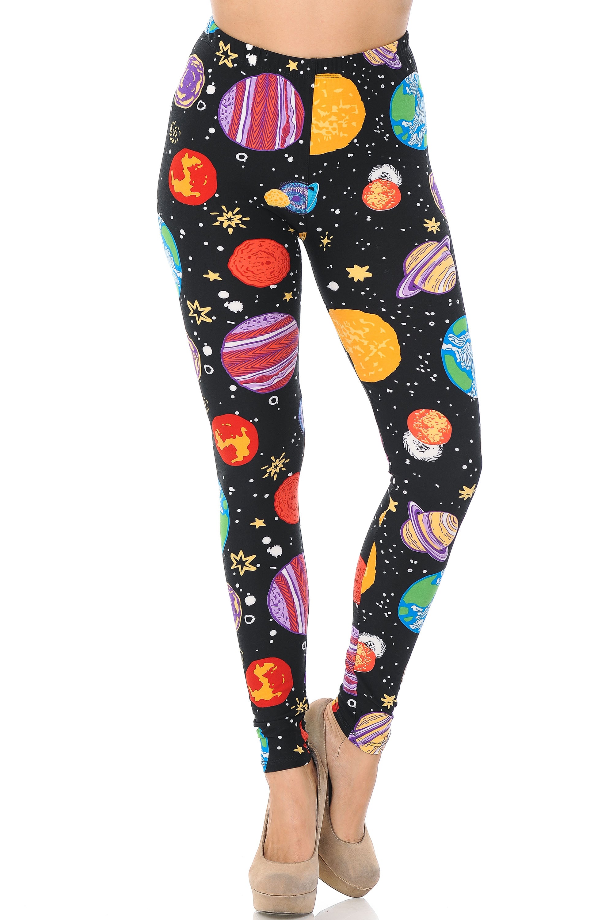 Wholesale Buttery Smooth Planets in Space Plus Size Leggings