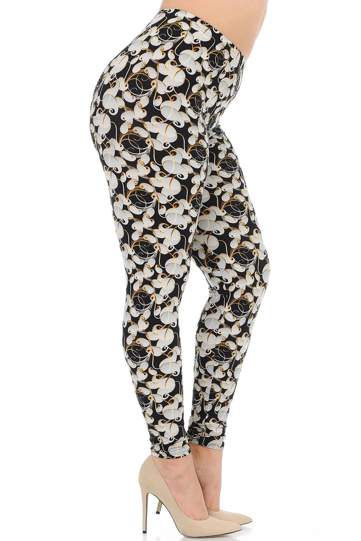 Wholesale Buttery Soft Ivory Petals Plus Size Leggings