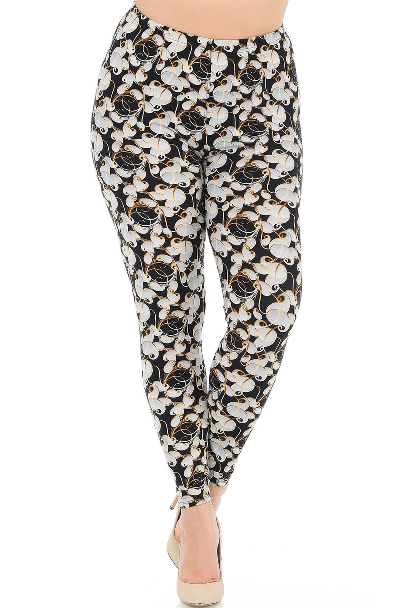 Wholesale Buttery Soft Ivory Petals Plus Size Leggings