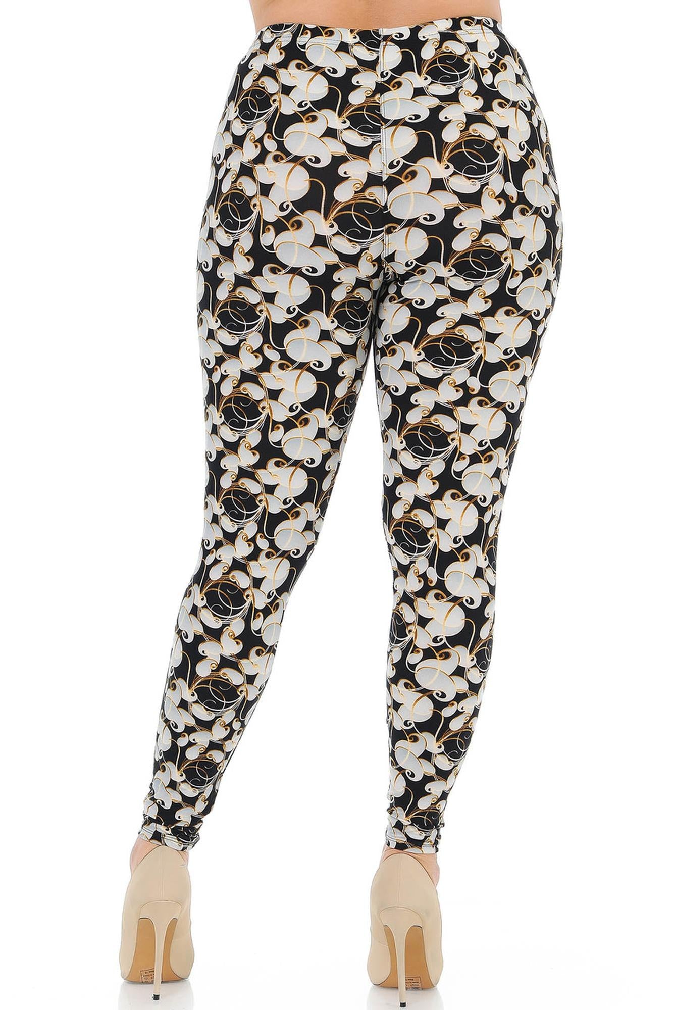 Wholesale Buttery Soft Ivory Petals Plus Size Leggings