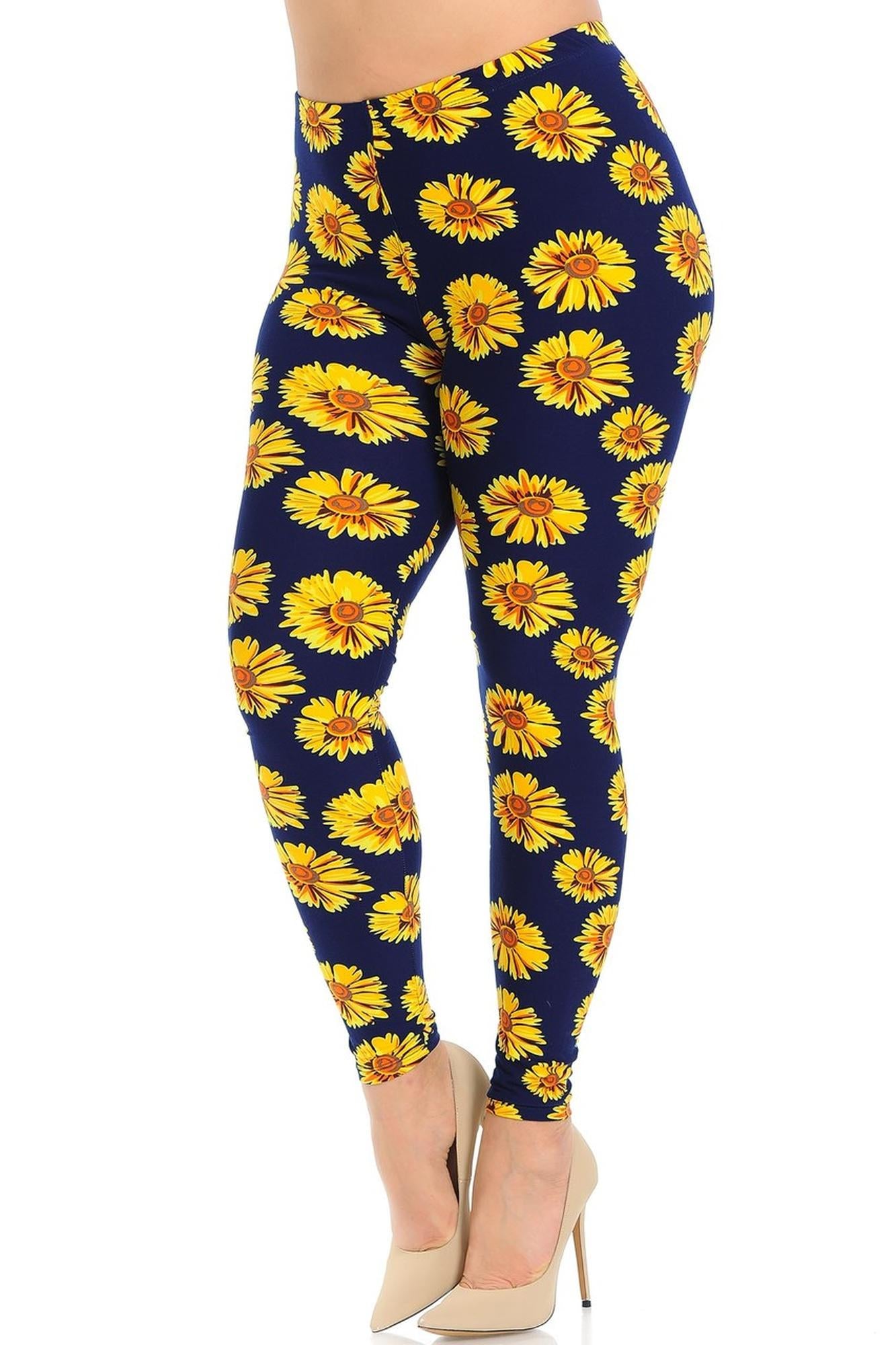 Wholesale Buttery Smooth Summer Daisy Plus Size Leggings
