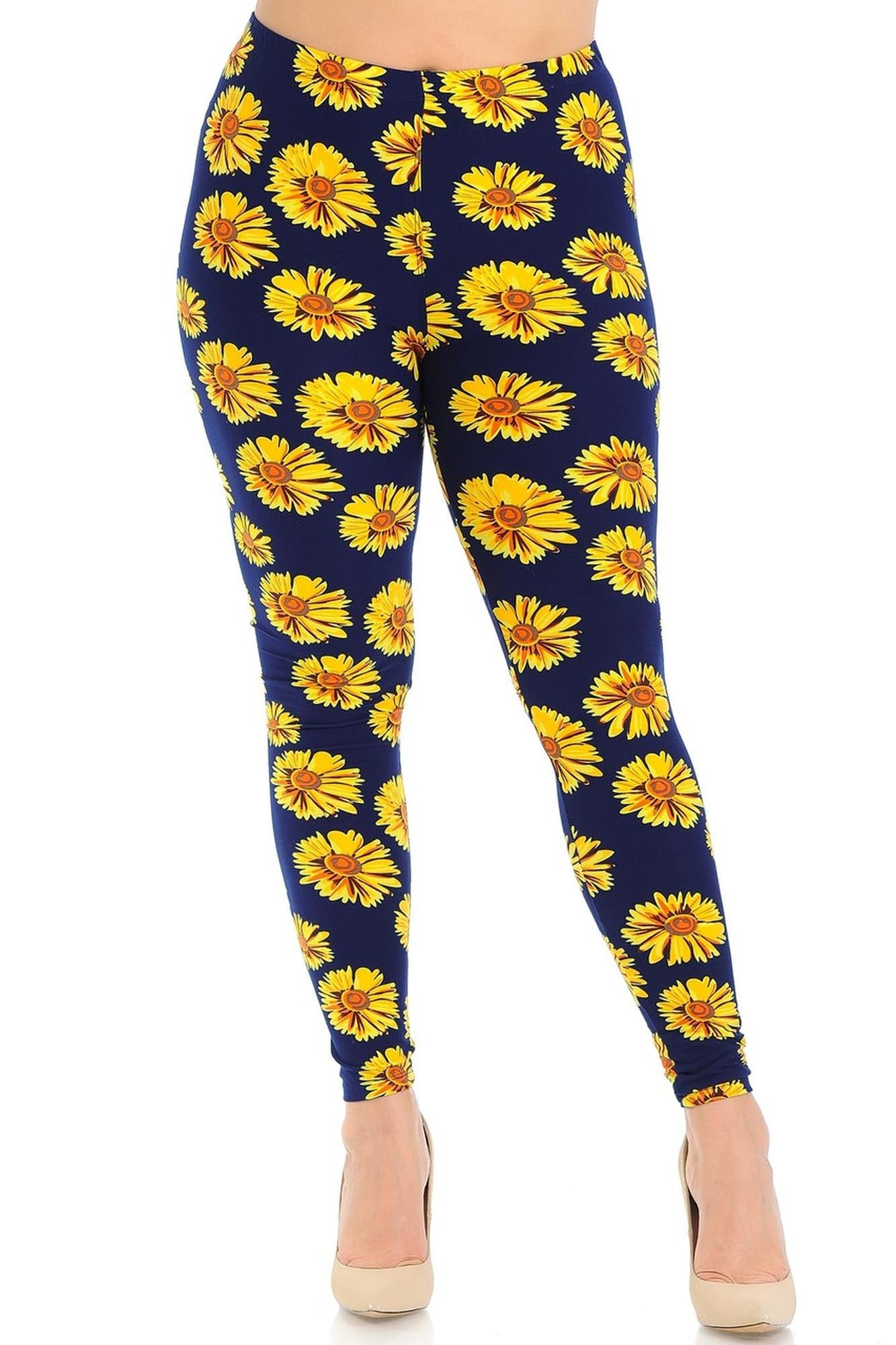 Wholesale Buttery Smooth Summer Daisy Plus Size Leggings