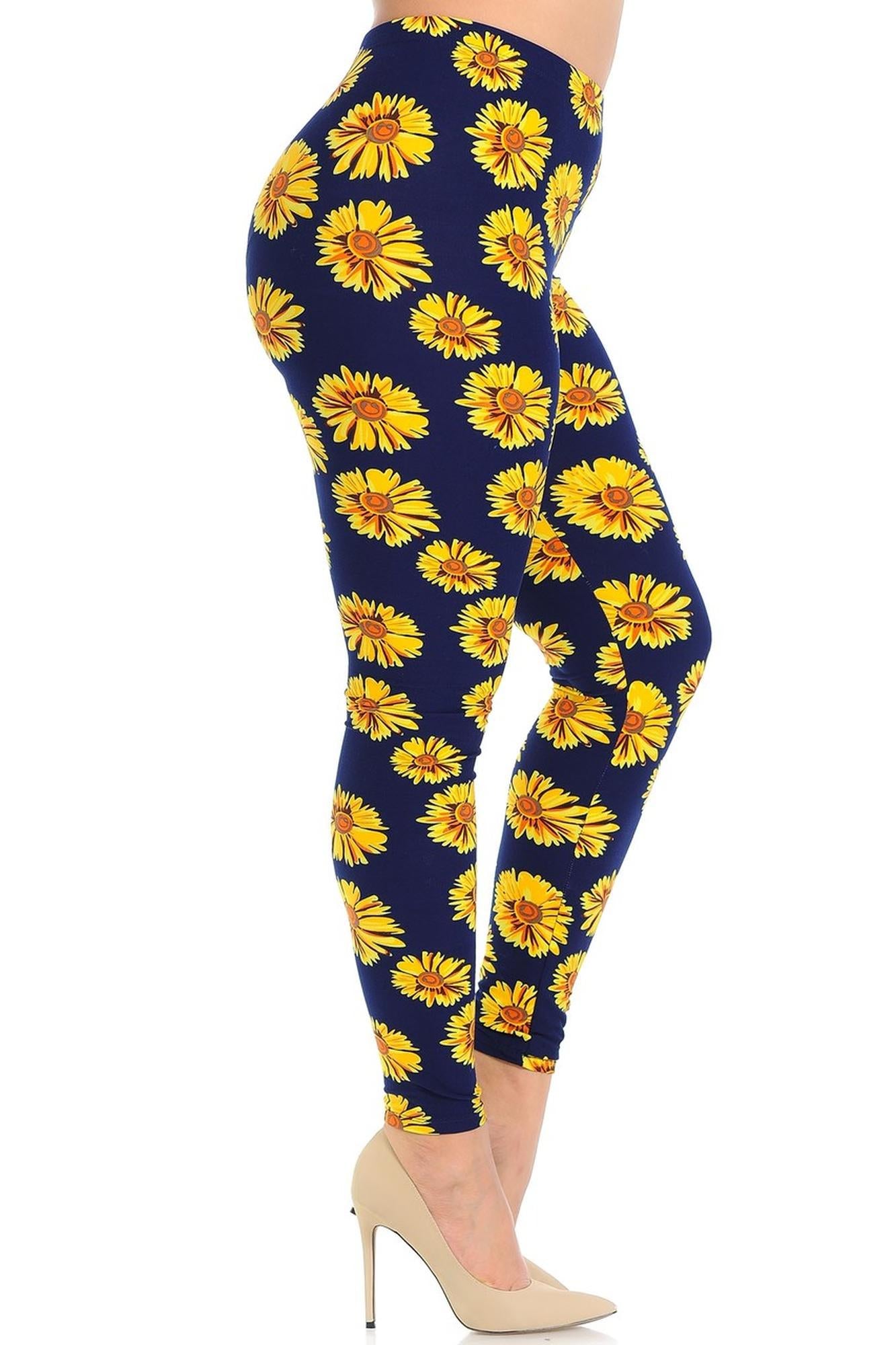 Wholesale Buttery Smooth Summer Daisy Plus Size Leggings