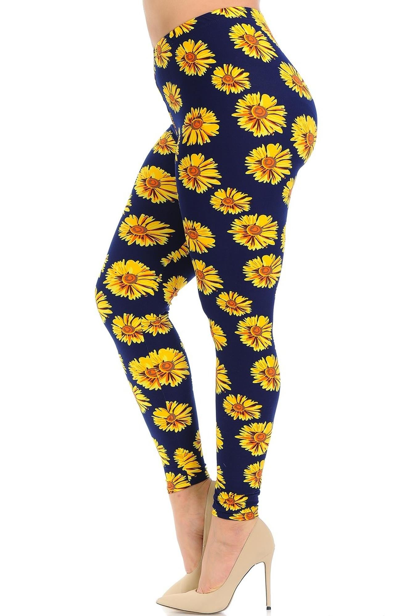 Wholesale Buttery Smooth Summer Daisy Plus Size Leggings