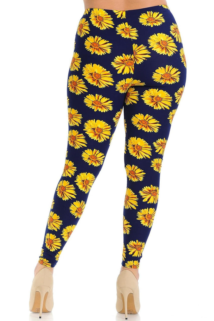 Wholesale Buttery Smooth Summer Daisy Plus Size Leggings