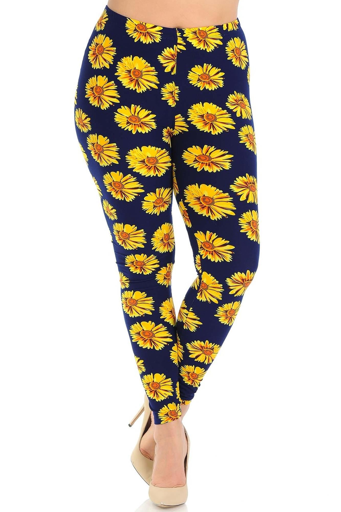 Wholesale Buttery Smooth Summer Daisy Plus Size Leggings
