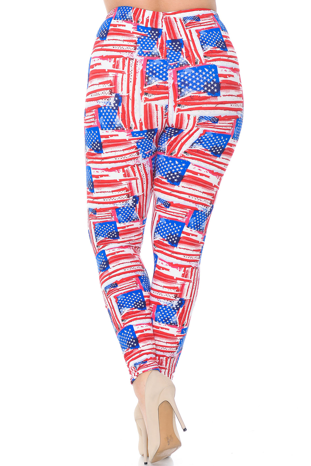 Wholesale Buttery Smooth Watercolor USA Flag Plus Size Leggings