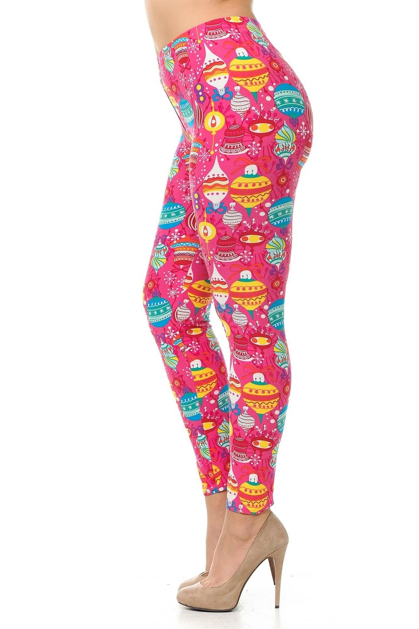 Wholesale Buttery Soft Pink Christmas Plus Size Leggings