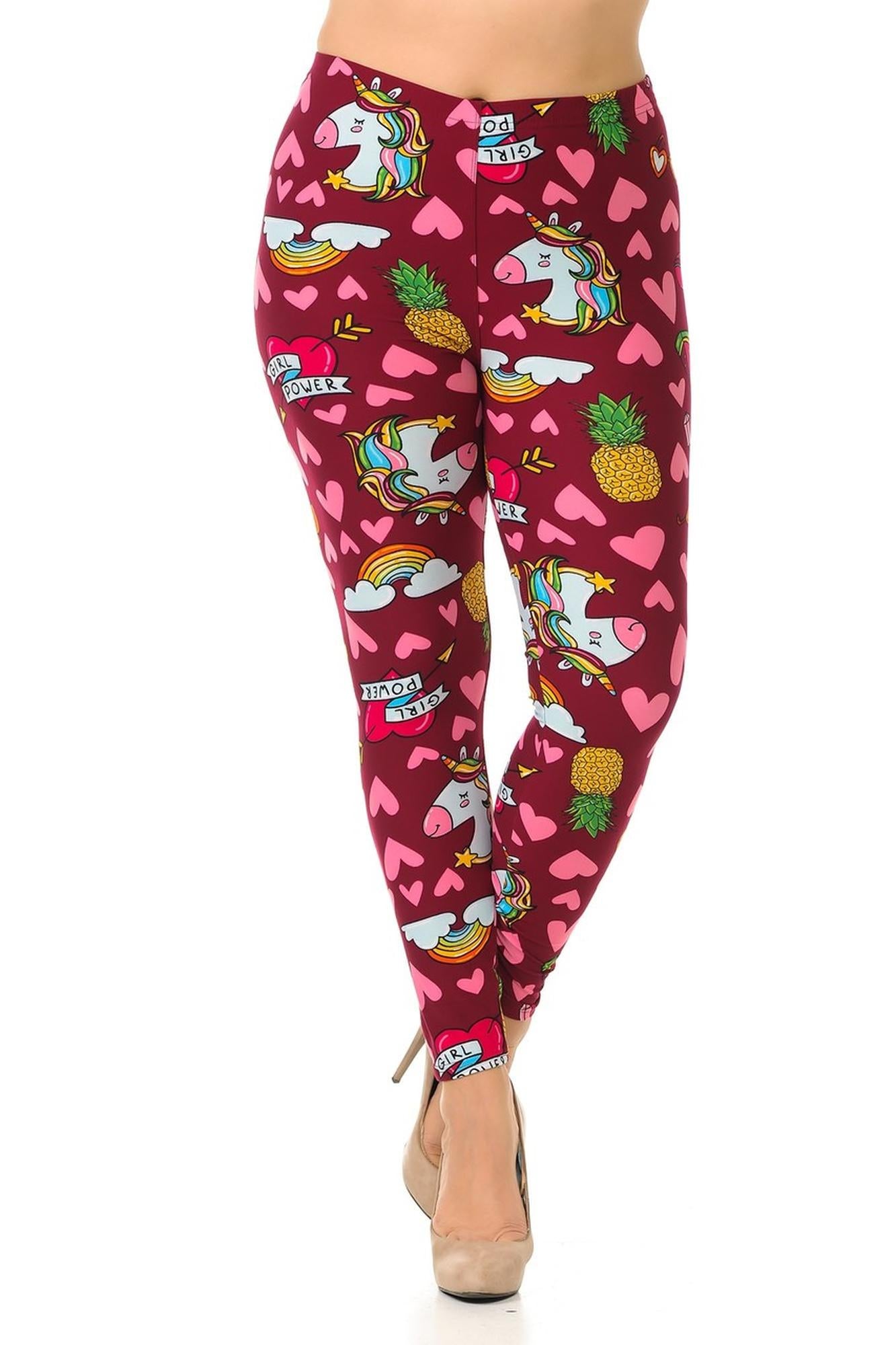 Wholesale Buttery Soft Hearts and Unicorns Plus Size Leggings