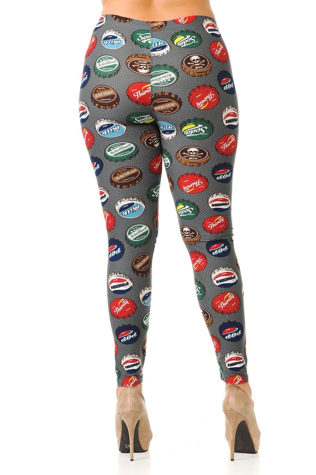 Wholesale Buttery Soft Groovy Bottle Cap Plus Size Leggings