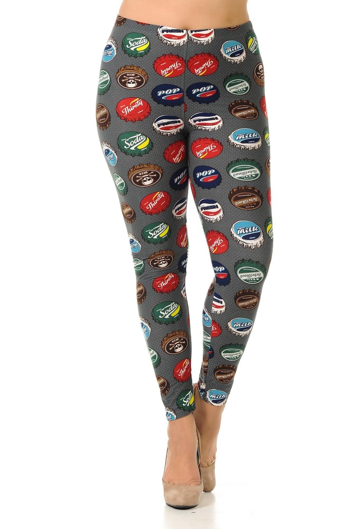Wholesale Buttery Soft Groovy Bottle Cap Plus Size Leggings