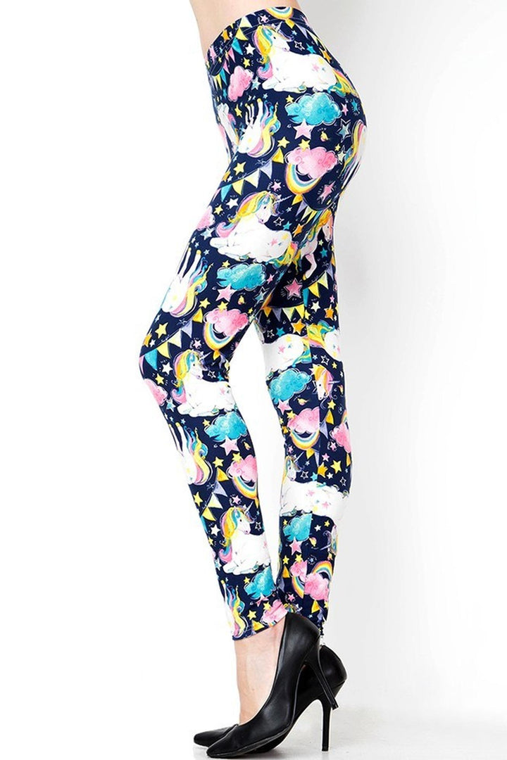 Wholesale Buttery Smooth Rainbow Unicorn Celebration Plus Size Leggings