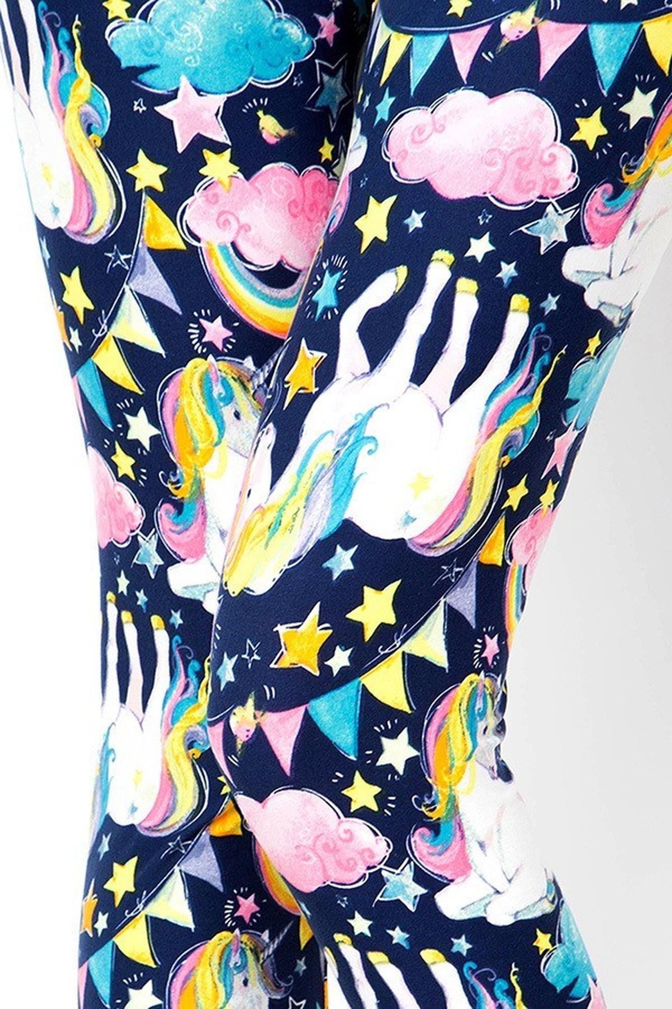 Wholesale Buttery Smooth Rainbow Unicorn Celebration Plus Size Leggings