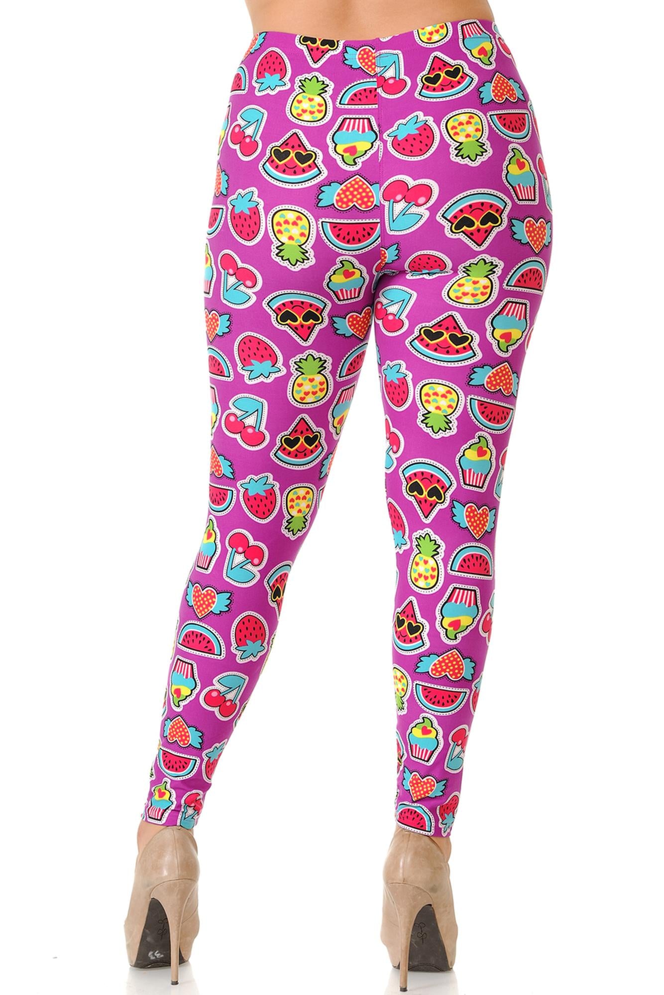 Wholesale Buttery Smooth  Cartoon Fruit Plus Size Leggings